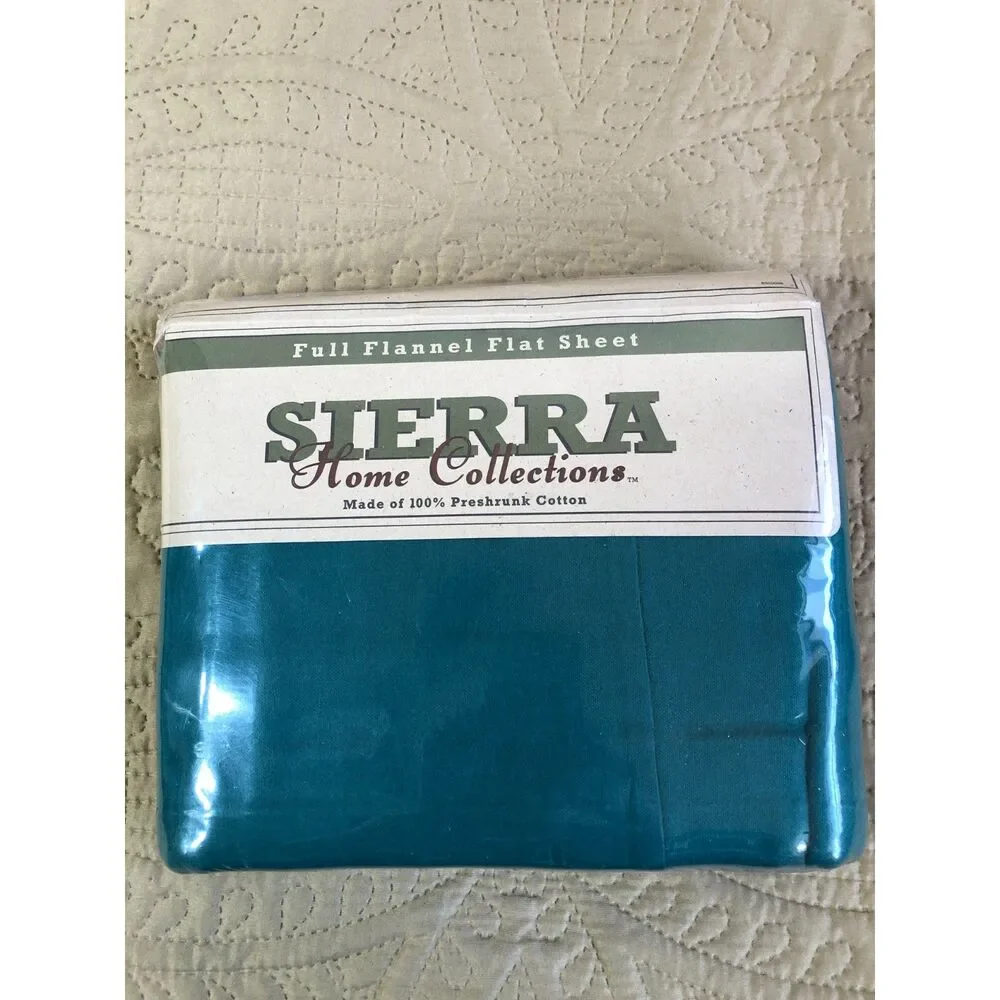 Lot 3 Vtg 80s Cabincore Forest Green 100% Cotton Flannel Twin Bed Sheets USA NOS